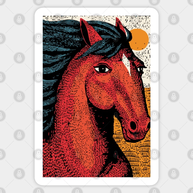 Majestic Handsome Horse Portrait Vintage Style Sticker by TuncGK